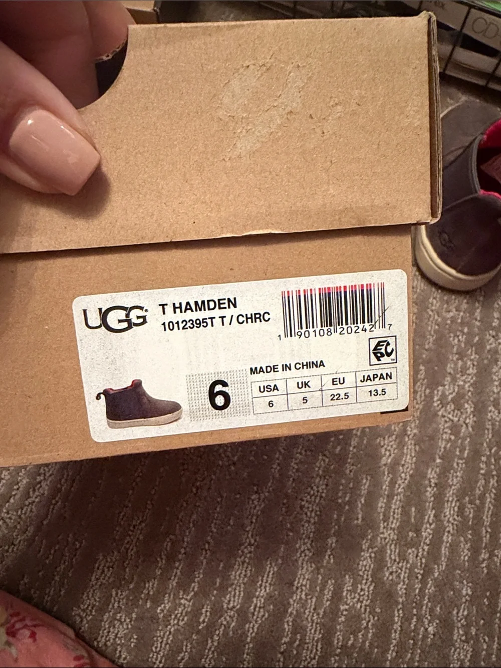 UGG Kids Brown Suede Boots with Red Interior